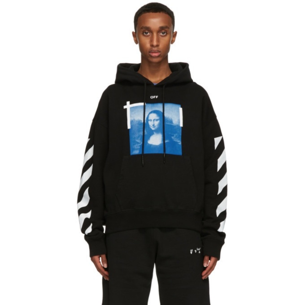 Off-White Blue Mona Lisa Hoodie. Medium.